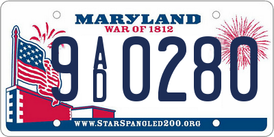 MD license plate 9AD0280