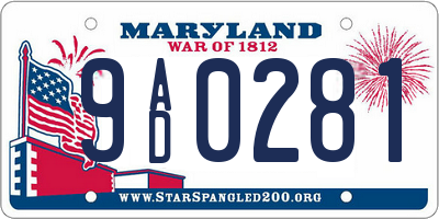 MD license plate 9AD0281