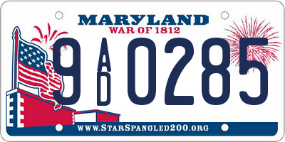 MD license plate 9AD0285