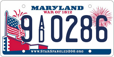 MD license plate 9AD0286