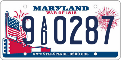 MD license plate 9AD0287
