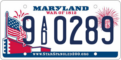 MD license plate 9AD0289