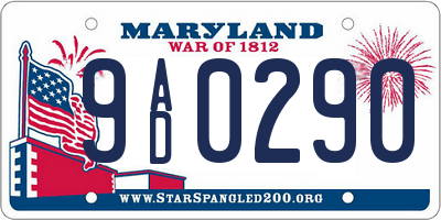 MD license plate 9AD0290