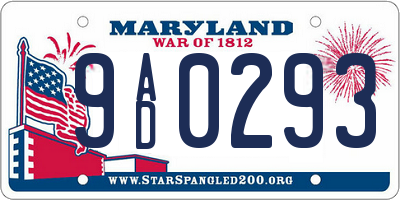 MD license plate 9AD0293