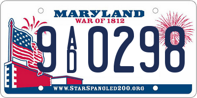 MD license plate 9AD0298