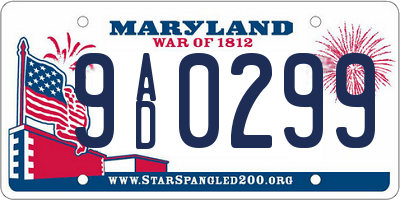 MD license plate 9AD0299