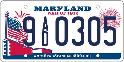 MD license plate 9AD0305