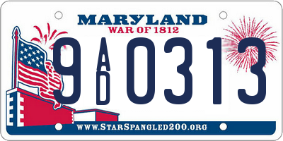 MD license plate 9AD0313