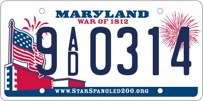 MD license plate 9AD0314