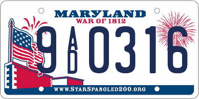 MD license plate 9AD0316