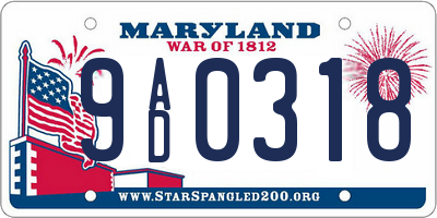 MD license plate 9AD0318