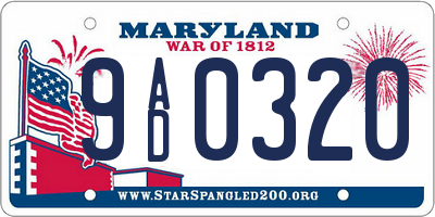 MD license plate 9AD0320