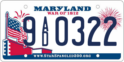 MD license plate 9AD0322