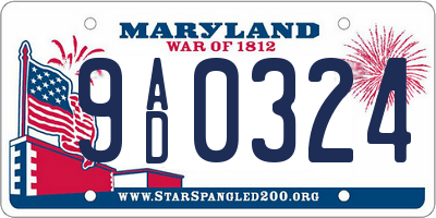 MD license plate 9AD0324