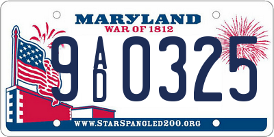 MD license plate 9AD0325