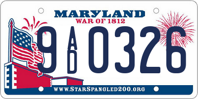 MD license plate 9AD0326