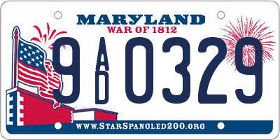MD license plate 9AD0329