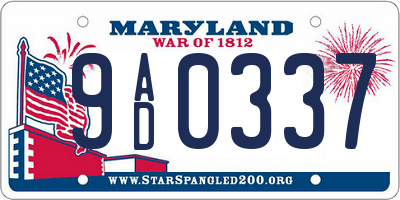 MD license plate 9AD0337