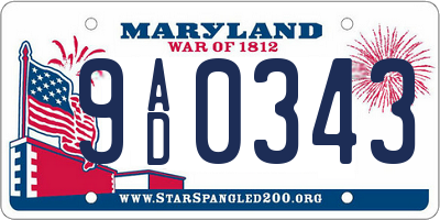 MD license plate 9AD0343