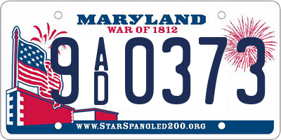 MD license plate 9AD0373