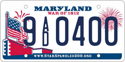 MD license plate 9AD0400