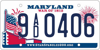 MD license plate 9AD0406