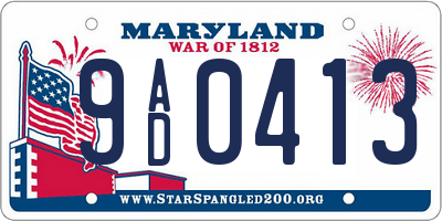 MD license plate 9AD0413