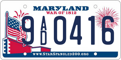 MD license plate 9AD0416