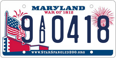 MD license plate 9AD0418