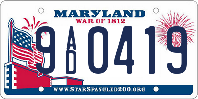 MD license plate 9AD0419