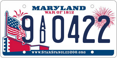 MD license plate 9AD0422