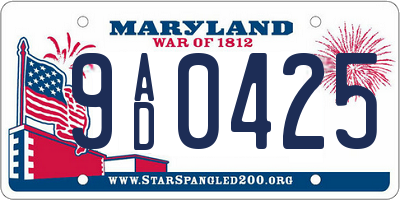 MD license plate 9AD0425