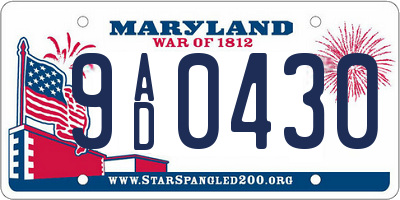 MD license plate 9AD0430