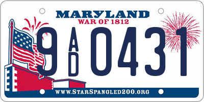 MD license plate 9AD0431