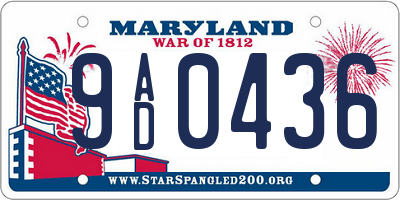 MD license plate 9AD0436