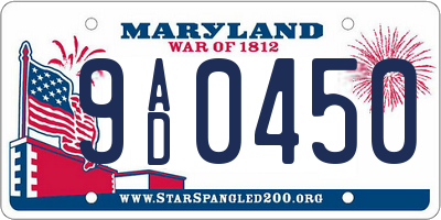 MD license plate 9AD0450