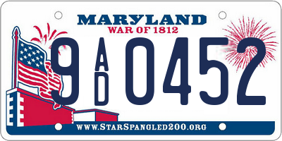 MD license plate 9AD0452