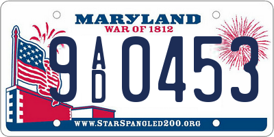 MD license plate 9AD0453