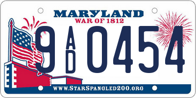MD license plate 9AD0454