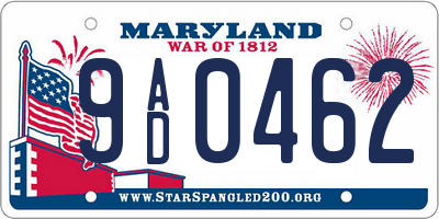 MD license plate 9AD0462