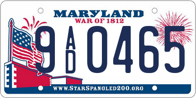 MD license plate 9AD0465