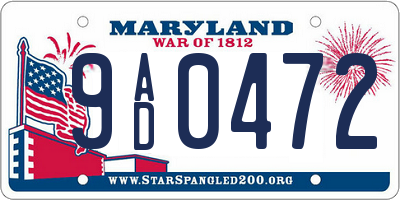 MD license plate 9AD0472