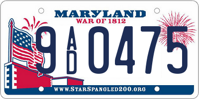 MD license plate 9AD0475