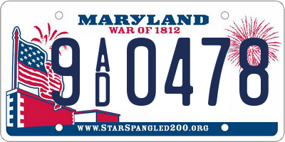 MD license plate 9AD0478