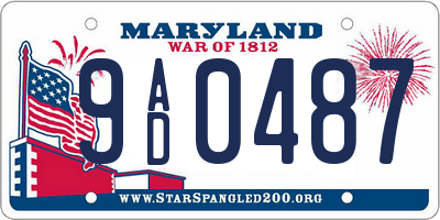 MD license plate 9AD0487
