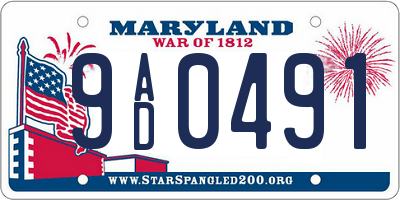 MD license plate 9AD0491