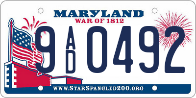 MD license plate 9AD0492