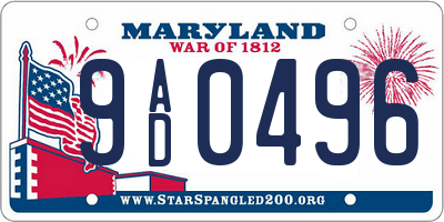 MD license plate 9AD0496