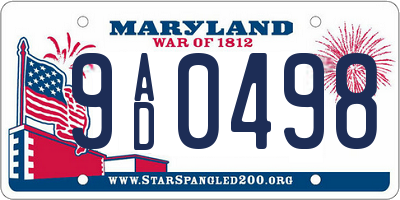MD license plate 9AD0498