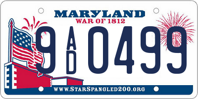 MD license plate 9AD0499